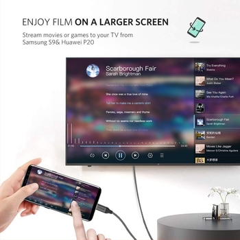 QGeeM cablu adaptor USB-C la HDMI , suportă 4K60Hz, pentru smartphone-uri, laptopuri și tablete, conectându-le la TV sau monitor