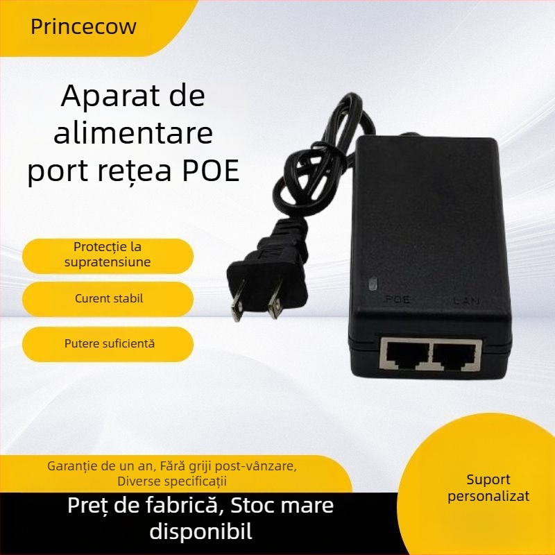 Adaptor PoE desktop 15-24 V DC, 1 A, pentru camere de supraveghere și set-top box