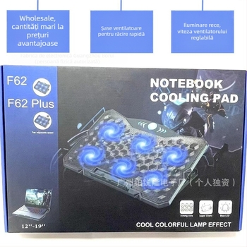 Bază de răcire pentru notebook, 6 ventilatoare, linie de 54 mm, construcție din plastic, pentru laptopuri/ ultrabookuri
