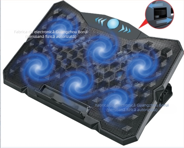 Bază de răcire pentru notebook, 6 ventilatoare, linie de 54 mm, construcție din plastic, pentru laptopuri/ ultrabookuri