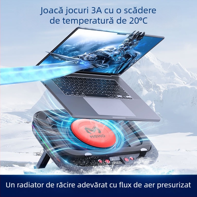 Bază de răcire pentru notebook, model FL08, răcire cu aer, din plastic, pentru notebookuri, cu 1 ventilator