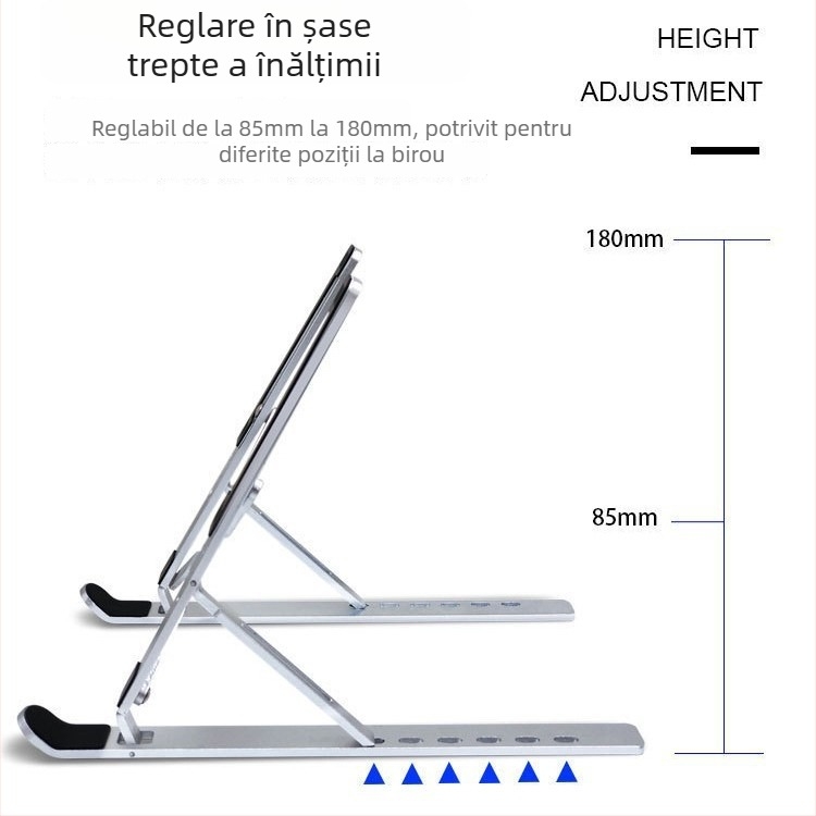 Suport răcire laptop XY-08 | Aliaj de aluminiu, suport triunghiular stabil anti-alunecare, 0,23 kg