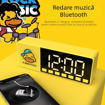 Ceas de alarmă cu radio Internet, slot pentru card, dual alarm (difuzor Bluetooth, sunet HD)