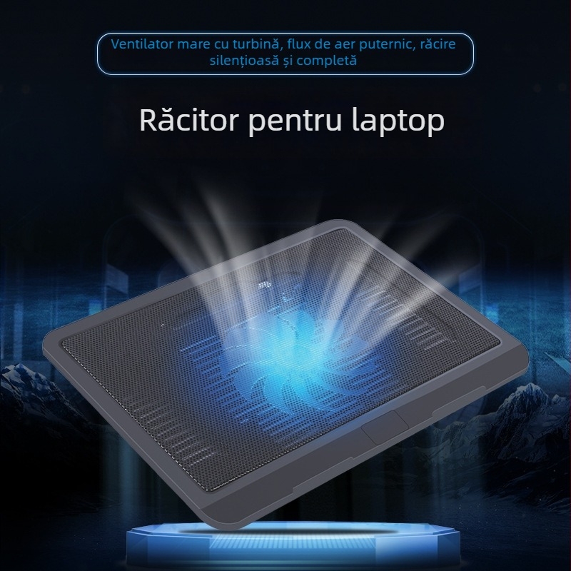 Radiator pentru notebook N19, 1 ventilator, plastic + plasă metalică