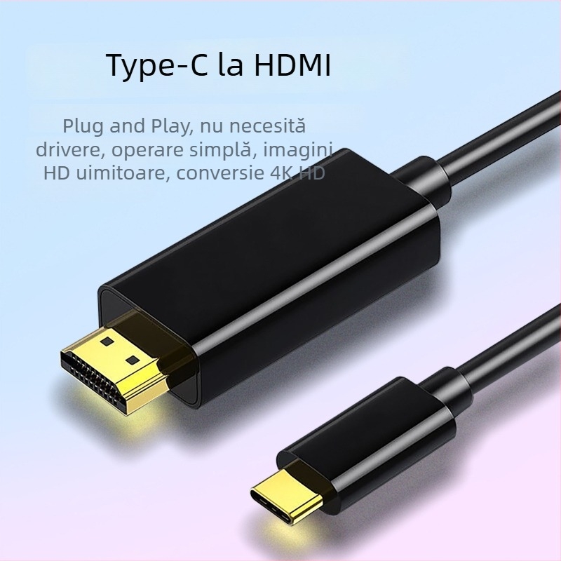 Cablu Type-C la HDMI 4K, 0,2 m, nucleu din cupru, cip de înaltă calitate, 5 Gbps