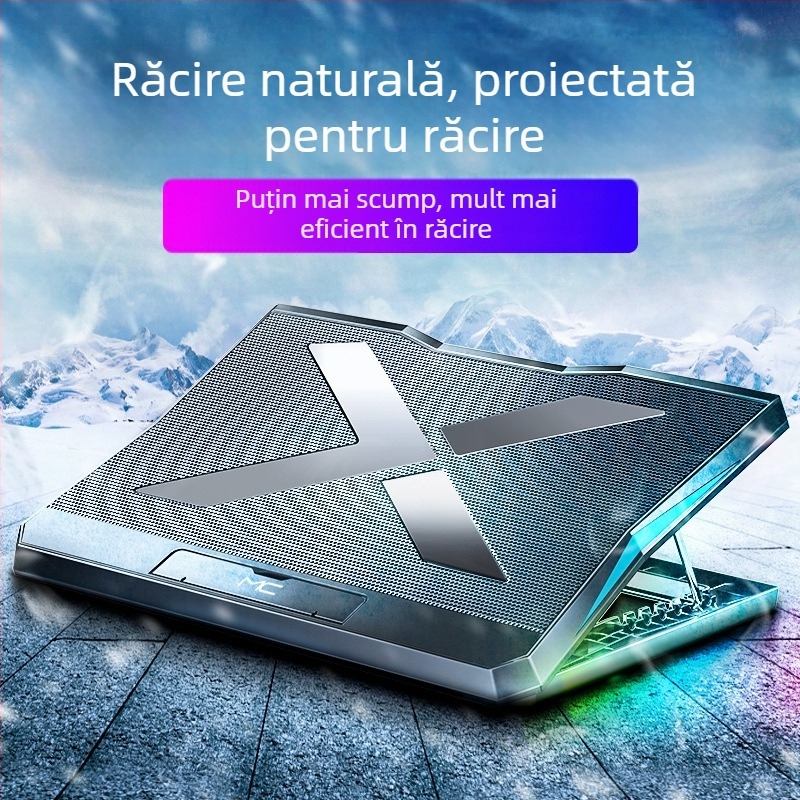 Radiator pentru notebook cu 6 ventilatoare, înălțime reglabilă și viteză reglabilă, răcire silențioasă, bază de răcire din plasă metalică