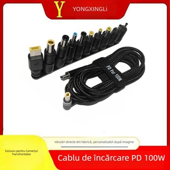YXL PD100W Cablu Patch către adaptor DC pentru laptop, 1.8 m, miez din cupru acoperit cu aluminiu, interfață: altă, putere: 100W/65W