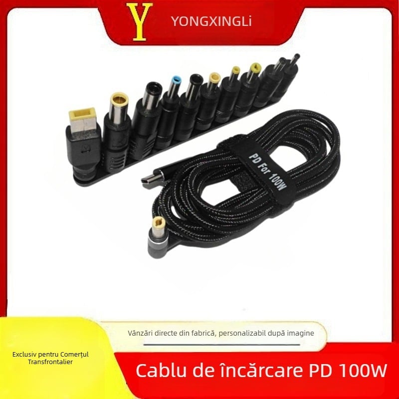 YXL PD100W Cablu Patch către adaptor DC pentru laptop, 1.8 m, miez din cupru acoperit cu aluminiu, interfață: altă, putere: 100W/65W