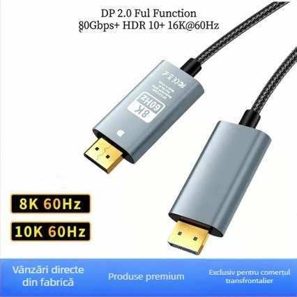Cablu DisplayPort către DisplayPort, DP 1.4, suport 8K60Hz, adaptor video Type-C către DP, lungime 2 m