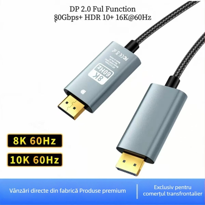 Cablu DisplayPort către DisplayPort, DP 1.4, suport 8K60Hz, adaptor video Type-C către DP, lungime 2 m