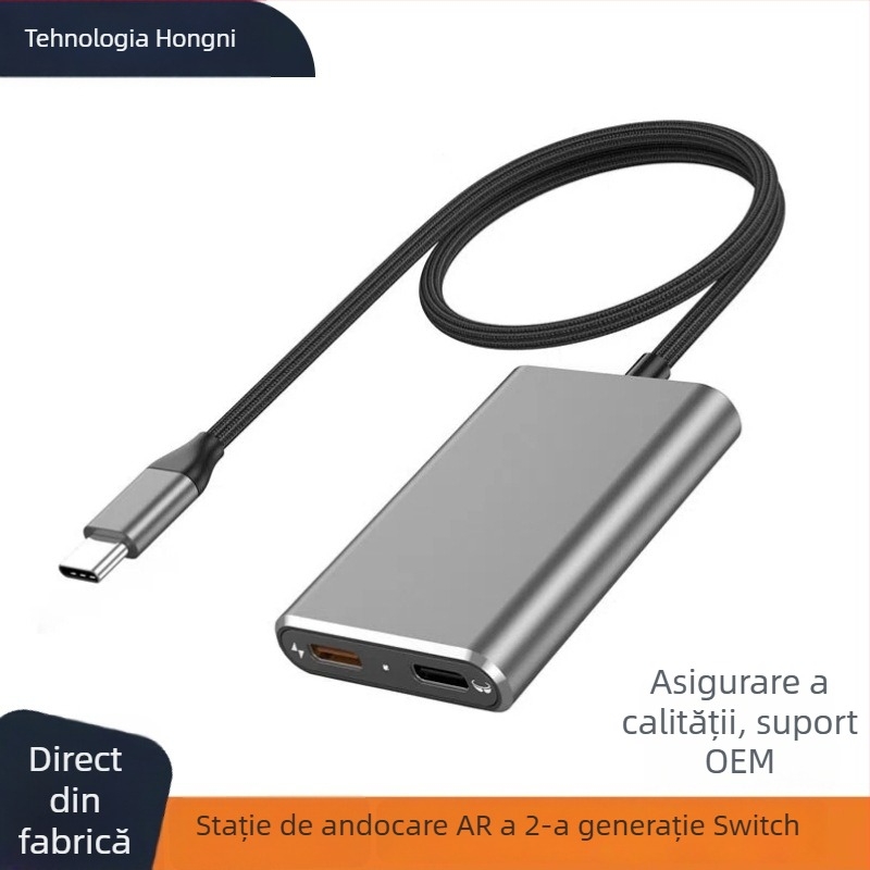 Switch2-ar Stație docking USB-C pentru ochelari AR, Proiecție 4K, Încărcare PD cu splitter, 5 Gbps
