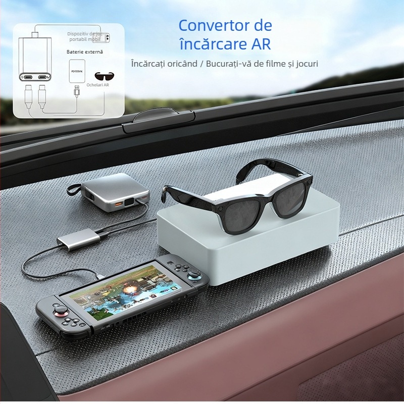 Switch2-ar Stație docking USB-C pentru ochelari AR, Proiecție 4K, Încărcare PD cu splitter, 5 Gbps