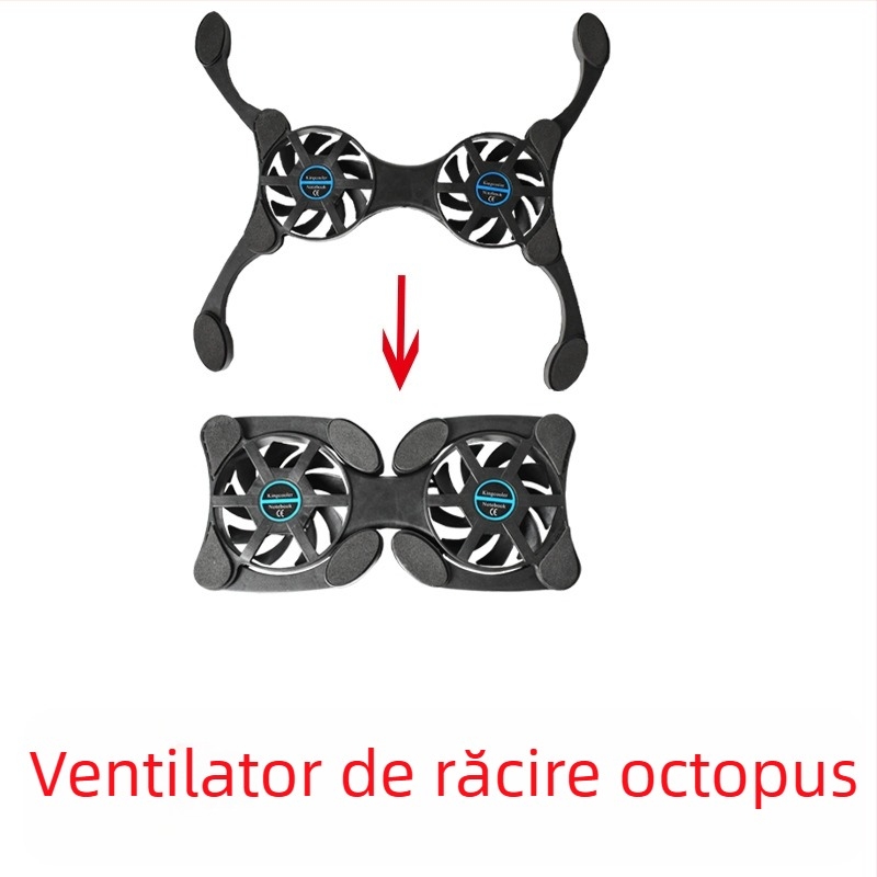 Radiator pentru notebook cu ventilatoare duale, răcire prin aer, construcție din plastic, compatibil cu notebookuri, ultrabookuri și PlayBook