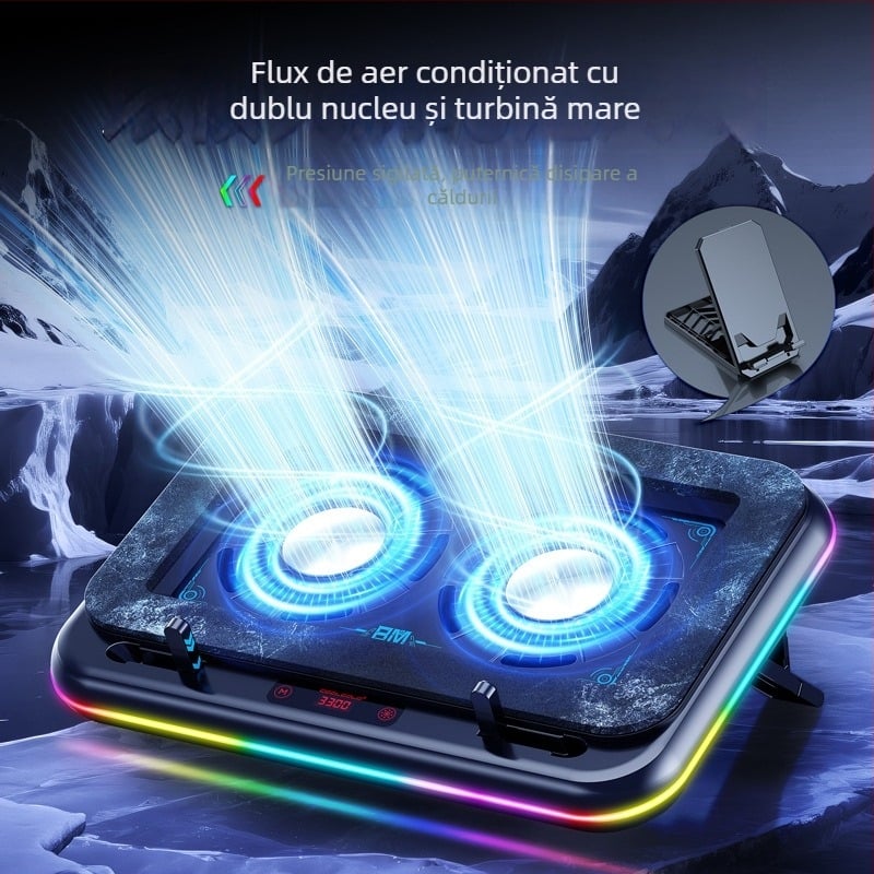 Bază de răcire pentru laptop, cu 2 ventilatoare, răcire cu aer, construcție ABS+metal, model Ice Demon 12