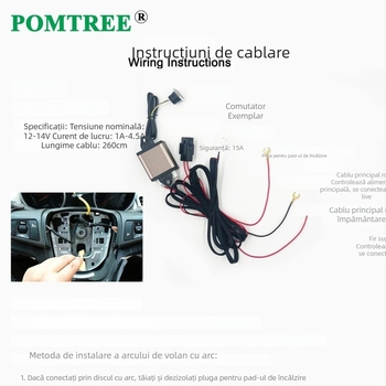 Set universal pentru încălzire volan auto 65W, cu element de încălzire încorporat și întrerupător dedicat