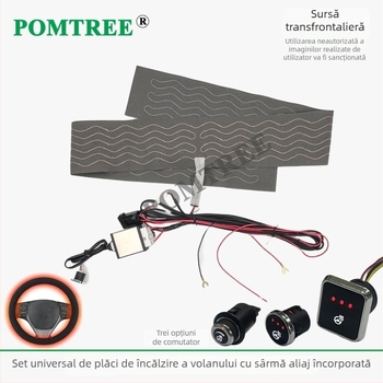 Set universal pentru încălzire volan auto 65W, cu element de încălzire încorporat și întrerupător dedicat