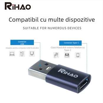 RIHAO OTG Type-C către USB 3.0 adaptor, 10Gbps, model Z10/Z11, port unic