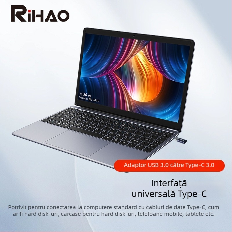 RIHAO OTG Type-C către USB 3.0 adaptor, 10Gbps, model Z10/Z11, port unic