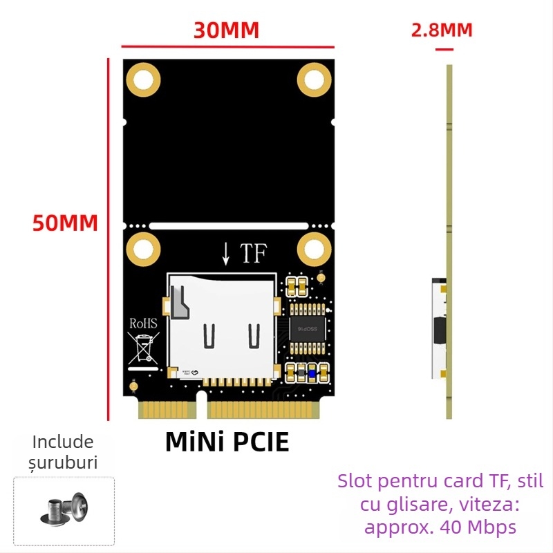 Cardă adaptor – Mini PCIe către Micro SD, BZHS, interfață: altă