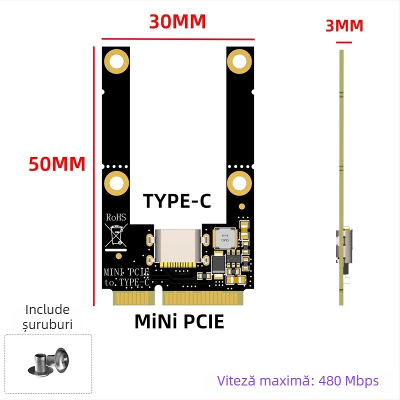 Cardă adaptor – Mini PCIe către Micro SD, BZHS, interfață: altă