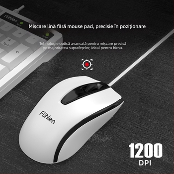 Set tastatură și mouse cu cablu L650 – USB, 1000dpi optic, cablu de 1,5 m, design ergonomic