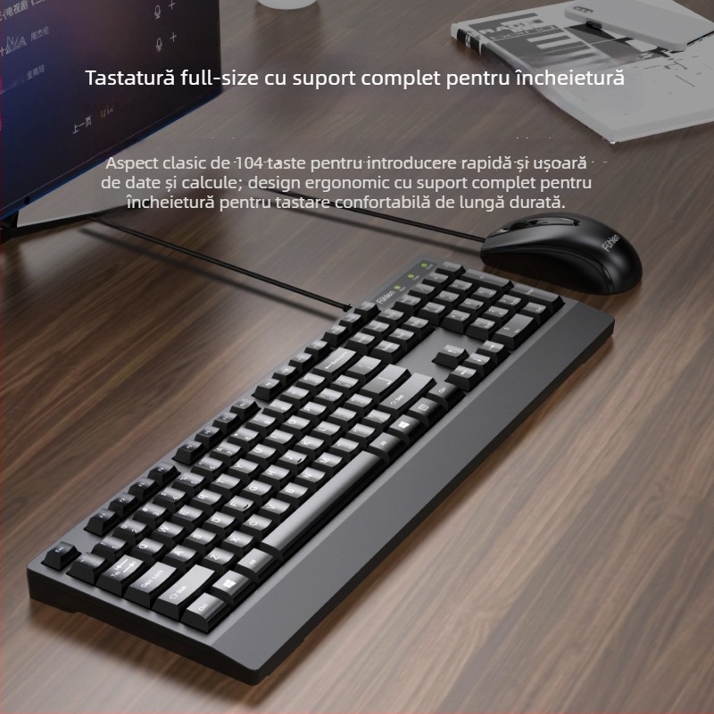 Set tastatură și mouse cu cablu L650 – USB, 1000dpi optic, cablu de 1,5 m, design ergonomic