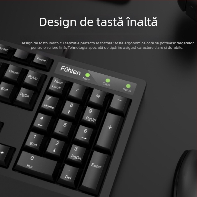 Set tastatură și mouse cu cablu L650 – USB, 1000dpi optic, cablu de 1,5 m, design ergonomic