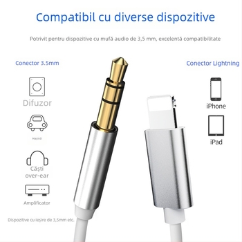 Apple Aux cablu audio pentru mașină 8P la 3,5 mm adaptor cablu, linie audio, cupru cablu, nucleu tinat