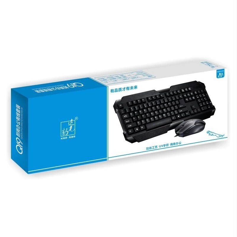 Set tastatură și mouse USB cablat, model Q19, ergonomic, cablu de 1,25 m, pentru notebook și birou
