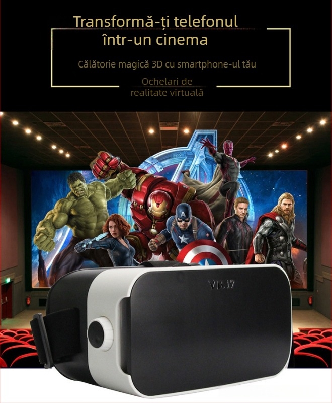 Cască VR pentru smartphone, model VRI7, 1080P, 388 g, ochelari 3D