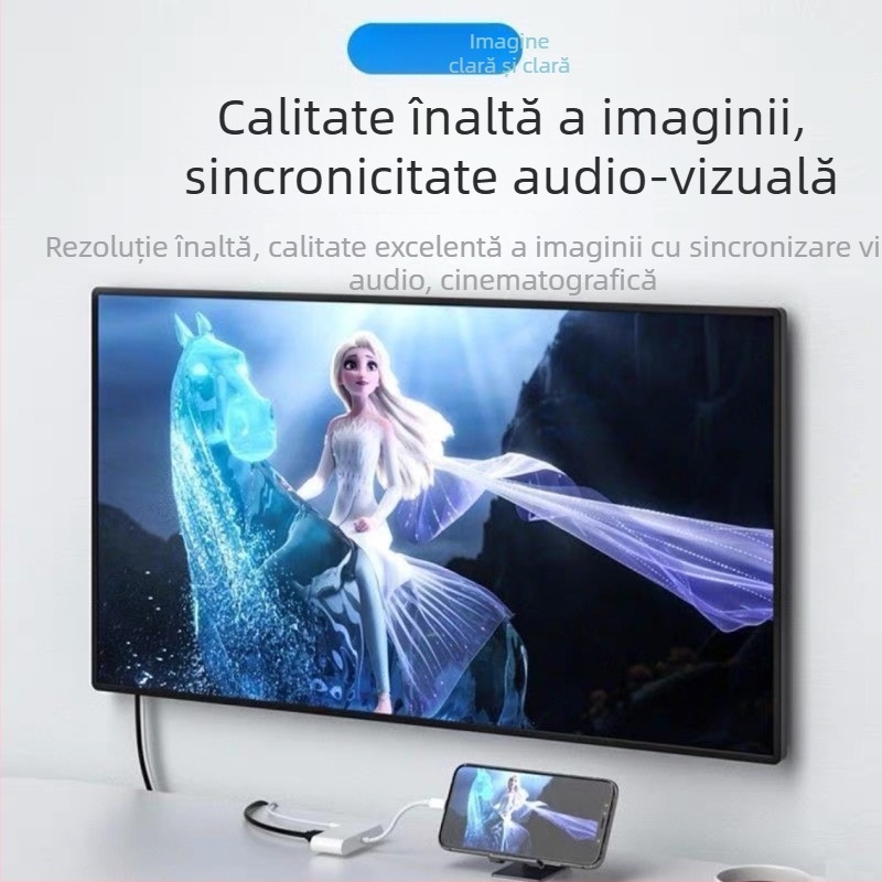 Adaptor Lightning către HDMI pentru iPhone, cablu din cupru fără oxigen, 0,15 m, conectori placați cu nichel, modelul 1.1