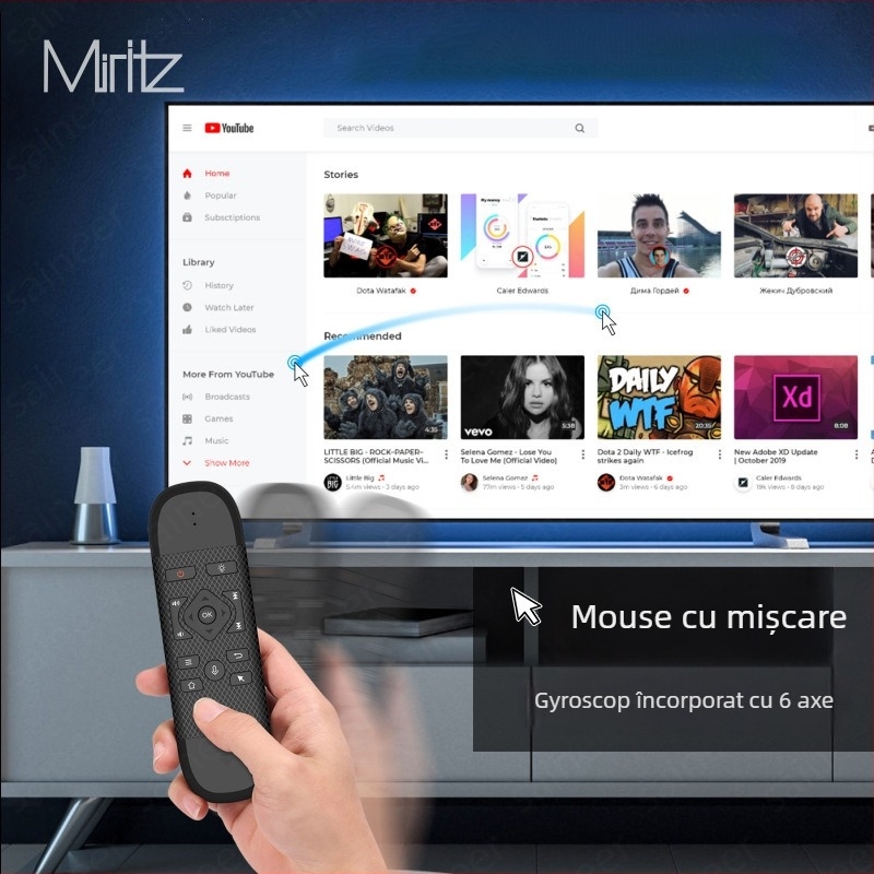 Tastatură Bluetooth cu Air Mouse și telecomandă – Dual-Mode (Bluetooth & 2.4G), interfață USB, rază de 10 m, 1000dpi, control vocal