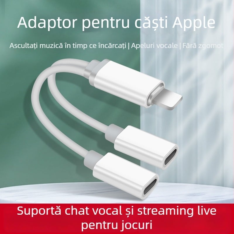 Apple cablu adaptor 2 în 1 pentru încărcare și audio, seria iPhone (încărcare + ascultare muzică)