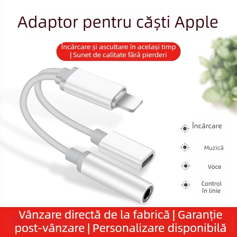 Apple cablu adaptor 2 în 1 pentru încărcare și audio, seria iPhone (încărcare + ascultare muzică)