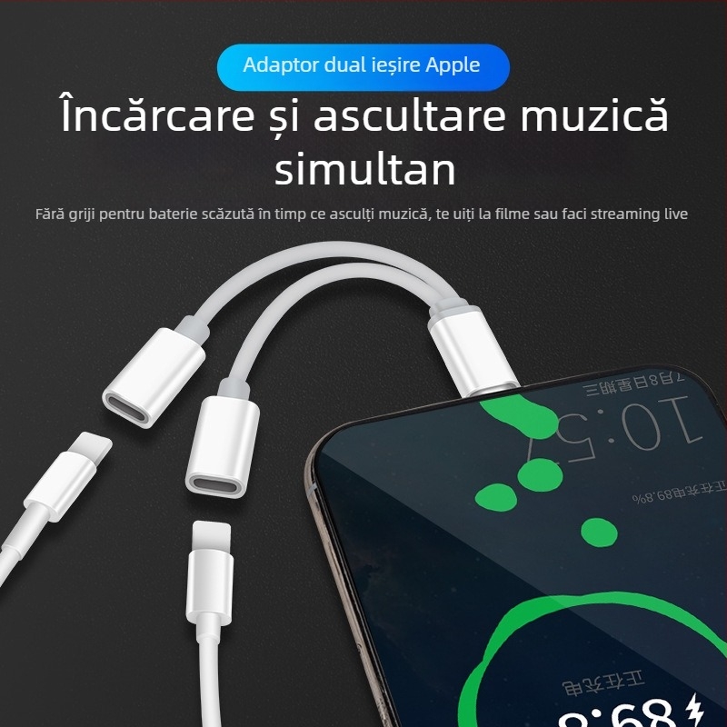 Apple cablu adaptor 2 în 1 pentru încărcare și audio, seria iPhone (încărcare + ascultare muzică)