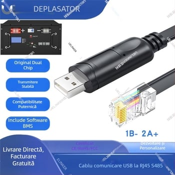 Cablu serial USB la RJ45 8P8C pentru comunicare RS485, monitorizare BMS baterie litiu, UK7039, cupru, 0,5–5 m