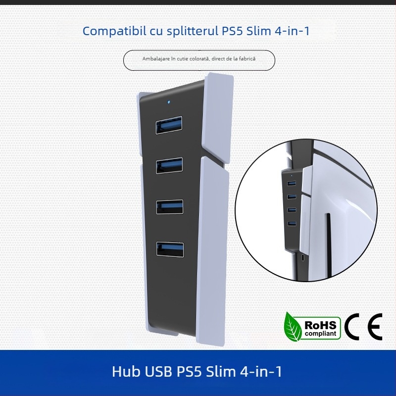 PS5 Slim hub de expansiune USB 2.0 cu 4 porturi pentru PS5 Slim