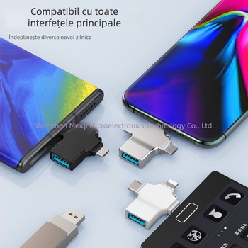 Adaptor OTG USB-C – 3 în 1 multi-funcțional pentru Apple și Android, Model M10, aliaj de zinc