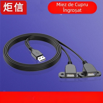 Cablu USB 1 la 2 splitter/extensie, 1 conector USB‑A masculin la 2 conectori USB‑A femini, conectori nichelati, adaptor pentru perifericele computerului