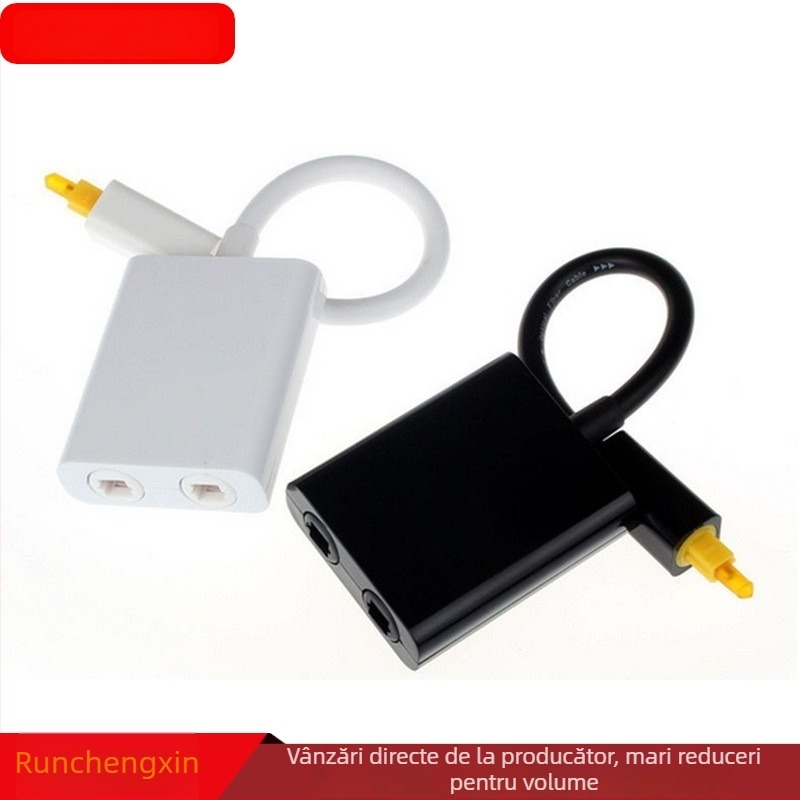 Adaptor audio cu fibră optic, 1 intrare, 2 ieșiri, placare cu aur, fibră optic, ROHS