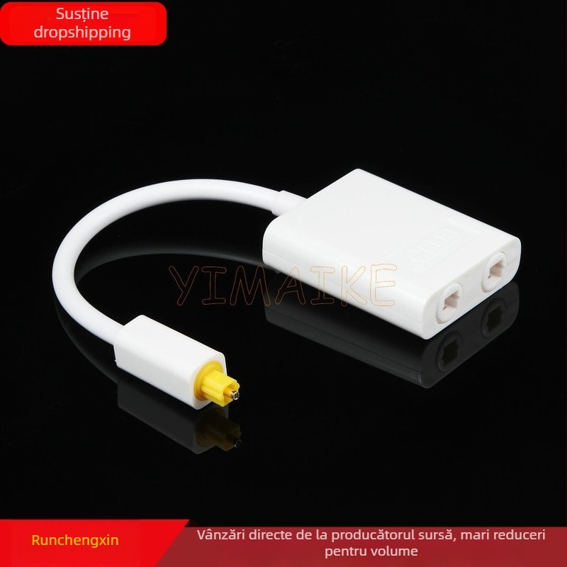 Adaptor audio cu fibră optic, 1 intrare, 2 ieșiri, placare cu aur, fibră optic, ROHS