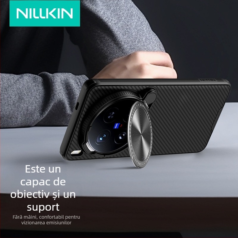 Nillkin husă pentru Vivo X200 Ultra cu suport pentru obiectiv, protecție anti-spion, Mirror Pro, TPU+PC+metal, finisaj spray