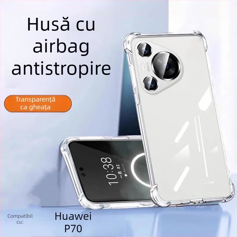Carcasă TPU Huawei Pura70/70Pro/70Ultra, stil minimalist, protecție cu airbag, protecția lentilelor la patru colțuri