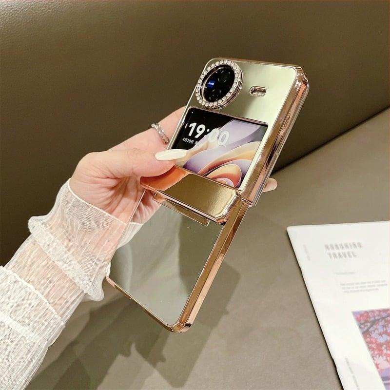 Husă Vivo X Flip cu ecran pliabil și oglindă, balama plată – Material: PC Leather, Turnare prin injecție, Protecție la șocuri, Rezistență la abraziune, Anti-amprente