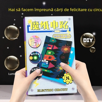 Kit DIY cu circuit pe hârtie pentru copii – felicitare luminoasă, proiect creativ cu circuit pe hârtie, experiment științific manual; vârstă 7–14 ani, Material: hârtie, Brand: Magic Paper Circuit, Ambalaj: cutie de hârtie