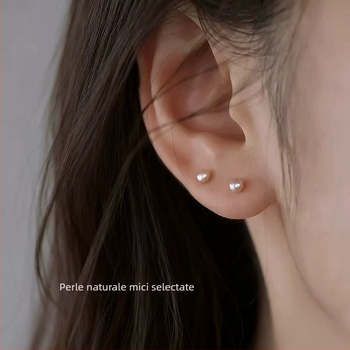 Cercei cu perle de apă dulce, lucrate manual, știfturi din argint 925, brand Lao Zhang Yajie, stil personal