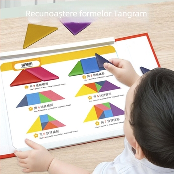 Puzzle magnetic tangram, 3D din hârtie, jucărie educațională pentru copii 4–6 ani, activitate DIY