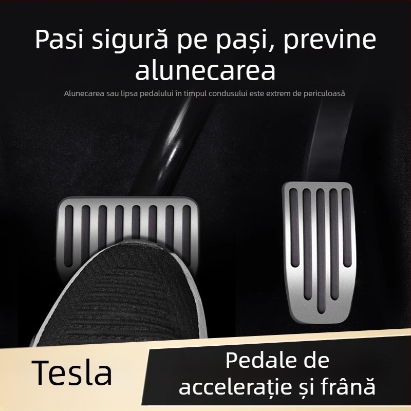 Capac protecție din aliaj de aluminiu pentru pedalele acceleratiei și frânei pentru Tesla Model 3/Y, 2019–2023, transmisie automată