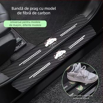 Bandă de prag auto din PVC anti-coliziune, model TZ009+TZ010, personalizare disponibilă