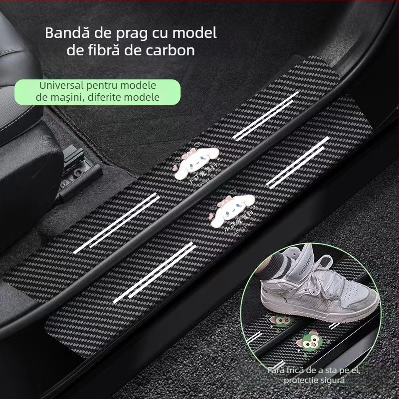 Bandă de prag auto din PVC anti-coliziune, model TZ009+TZ010, personalizare disponibilă